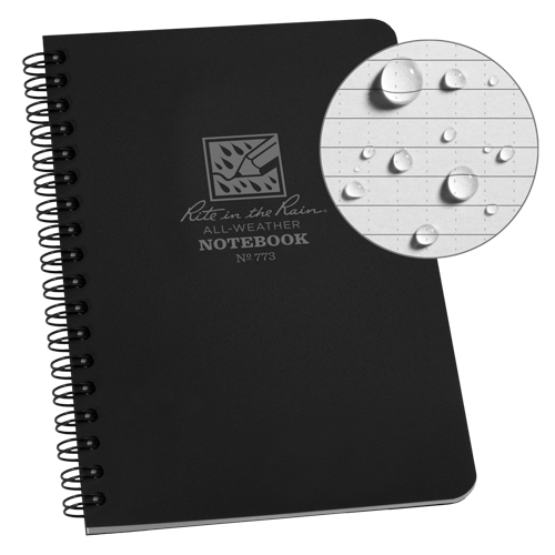 Carnet de notes de poche &agrave; spirale lat&eacute;rale, Couverture souple, Noir, 64 Pages, 4-5/8" , 7"  WestPier