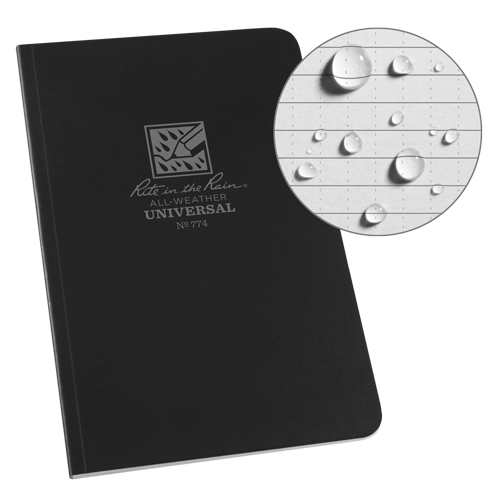 Field-Flex Bound Book, Soft Cover, Black, 128 Pages, 4-5/8" W x 7-1/4" L WestPier
