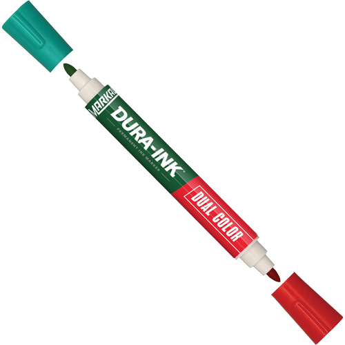 Markal&reg; Dura-Ink&reg; Dual Colour Permanent Ink Marker, Green/Red, Bullet Tip WestPier