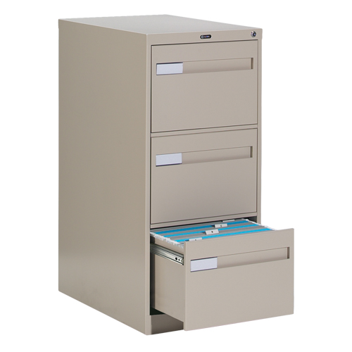 Vertical Filing Cabinet with Recessed Drawer Handles, 3 Drawers, 18.15" W x 26.56" D x 40" H, Beige WestPier