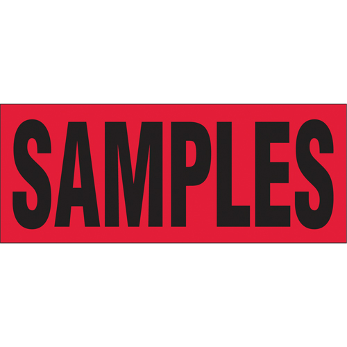 "Samples" Special Handling Labels, 5" L x 2" W, Black on Red WestPier