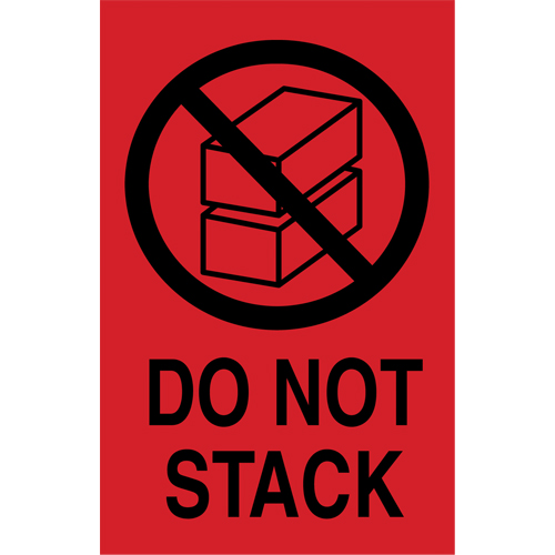 "Do Not Stack" International Shipping Labels, 6" L x 4" W, Black on Red WestPier