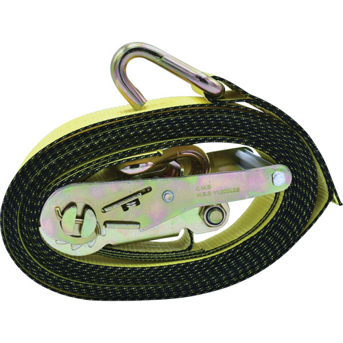 Ratchet Tie-Down, J-Hook, 2" W x 16' L, 10000 lbs. Working Load Limit WestPier