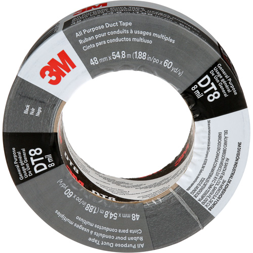 DT8 All-Purpose Duct Tape, 8 mils, Black, 48 mm (2") x 55 m (180') WestPier
