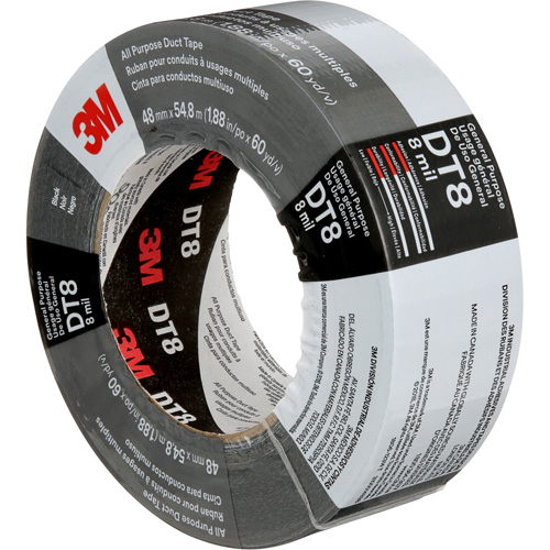 DT8 All-Purpose Duct Tape, 8 mils, Black, 48 mm (2") x 55 m (180') WestPier