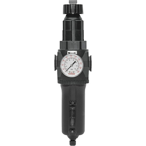Filtre/r&eacute;gulateur drain manuel avec bol en m&eacute;tal et manom&egrave;tre Modulair 400, 1/2" NPT, 200 psi, Capacit&eacute; de 9,1 oz liq. WestPier