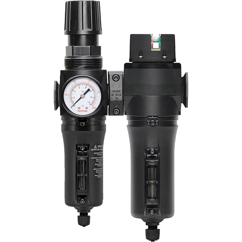 Filtre/r&eacute;gulateur + filtre coalescent drain manuel avec bol en m&eacute;tal Modulair 300, 1/4" NPT, 250 PSI, Capacit&eacute; de 5,1 oz liq. WestPier