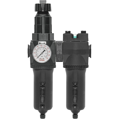 Filtre/r&eacute;gulateur + filtre coalescent drain manuel avec bol en m&eacute;tal Modulair 400, 1/4" NPT, 200 psi, Capacit&eacute; de 9,1 oz liq. WestPier