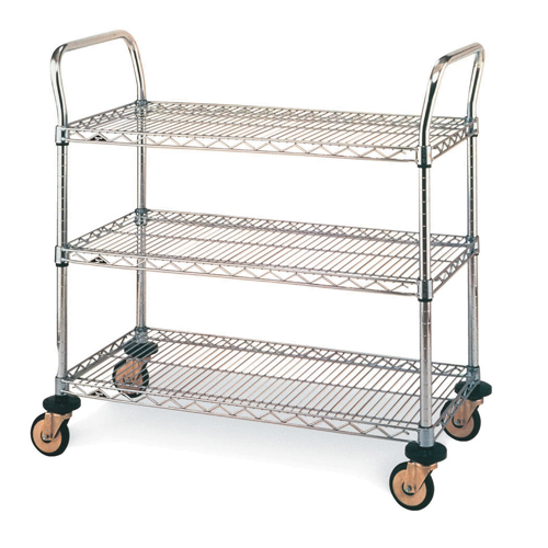 Standard-Duty Utility Cart With Wire Shelves, Chrome Plated, 24" x 39" x 24", 375 lbs. Capacity WestPier