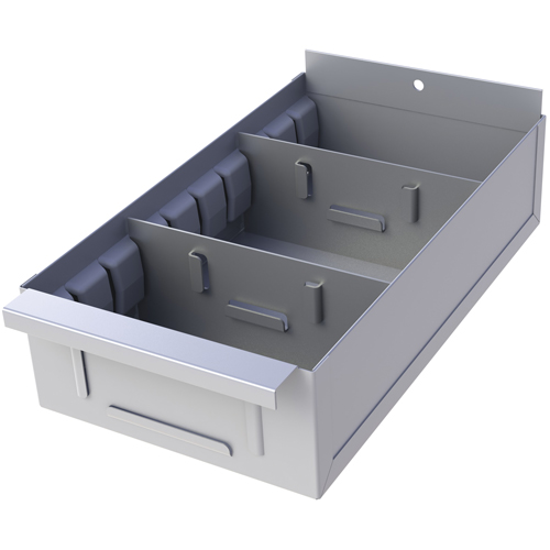Interlok Boltless Shelving Shelf Box, Steel, 5-5/8" W x 15" D x 2-3/4" H, Light Grey WestPier