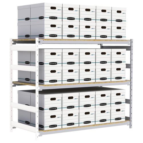 Wide Span Record Storage Shelving, Steel, 3 Shelves, 72" W x 32" D x 60" H, Add-On Kit WestPier