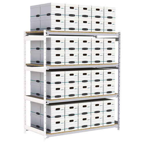 &eacute;tag&egrave;re-classeur de grande largeur, Acier, 4 Tablettes, 72" la x 32" p x 84" h, Ensemble Ajout WestPier