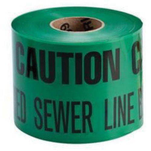 "Buried Sewer Line" Identoline&reg; Underground Warning Tape, 6" W x 1000' L, Black on Green WestPier