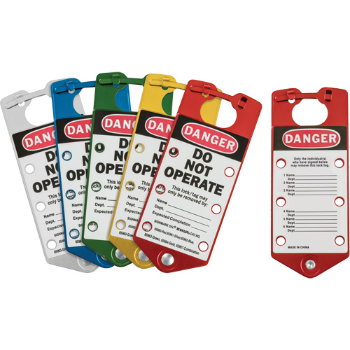Labeled Lockout Hasps, Blue/Green/Red/Silver/Yellow WestPier
