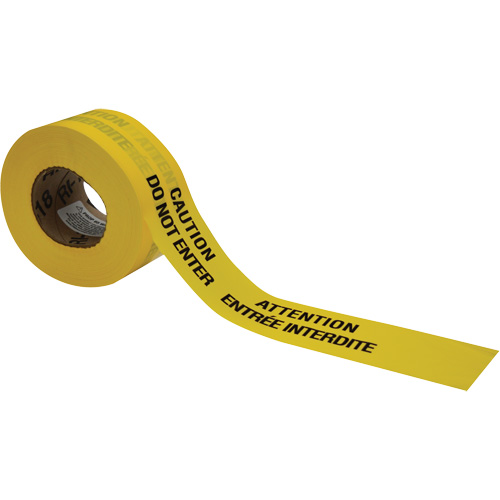 Rubans pour barricades, Bilingue, 3" la x 1000' lo, 3,5 mils, Noir sur jaune WestPier