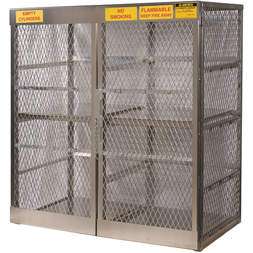 Aluminum LPG Cylinder Locker Storage, 16 Cylinder Capacity, 60" W x 32" D x 65" H, Silver WestPier