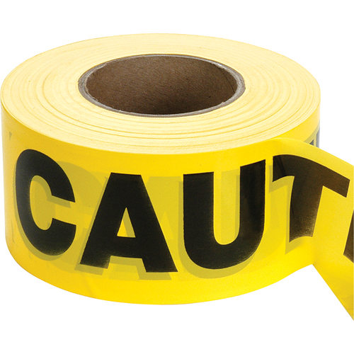 Barricade Tape, English, 3" W x 1000' L, 2 mils, Black on Yellow WestPier
