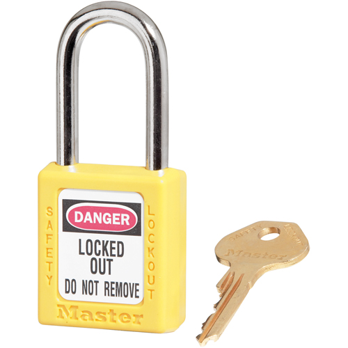 Cadenas de s&eacute;curit&eacute; Zenex 410, Jaune, Cl&eacute;s diff&eacute;rentes, Thermoplastique, Largeur de 1-1/2" WestPier