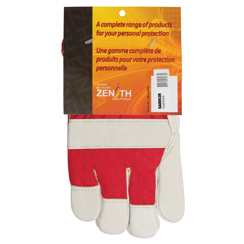 Gants d'ajusteur rouge & blanc doubl&eacute;s pour l'hiver de premi&egrave;re qualit&eacute;, Grand, Paume en Cuir fleur de vache, Doublure en Boa WestPier