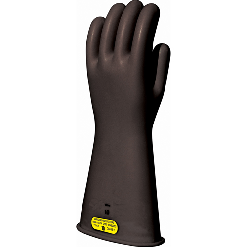 Black Natural Rubber Insulating Gloves, ASTM Class 2, Size 8, 16" L WestPier