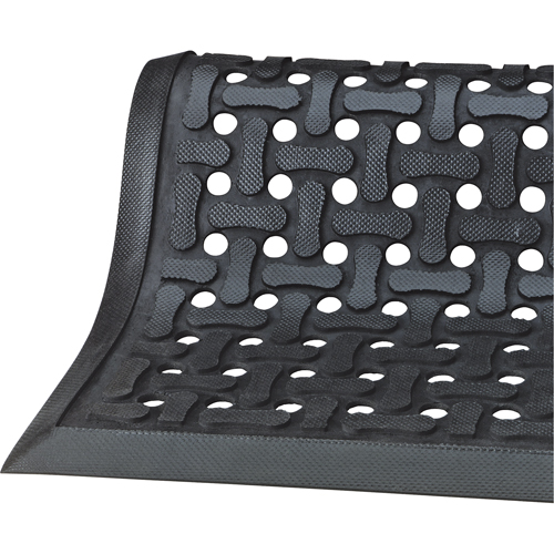 Comfort Flow Mats, Slotted, 2-83/100' x 9-1/12' x 3/8", Black, Nitrile WestPier