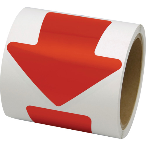 Coloured Floor Marking Decals, Arrow, 4" L x 4" W, Red, Vinyl WestPier