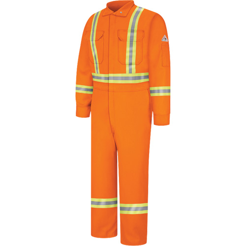 Flame-Resistant Coveralls with Reflective Trim, Size 38, Orange, 12.2 cal/cm² WestPier
