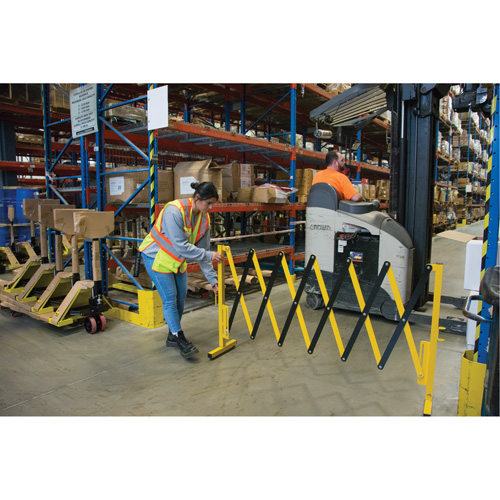 Expandable Barrier, 37" H x 11' L, Black/Yellow WestPier