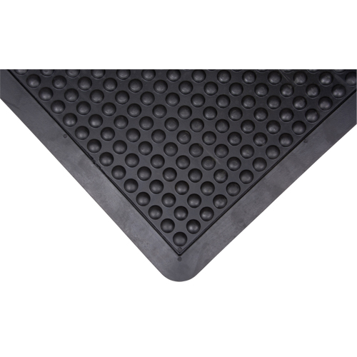 Tapis antifatigue en d&ocirc;me, &agrave; bulles, 2' x 3' x 1/2", Noir, Caoutchouc WestPier