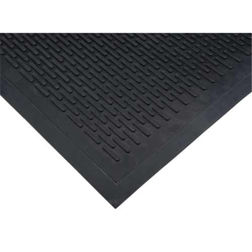 Tapis &agrave; profil bas, Caoutchouc, Grattoir Type, Motif Plein, 3' x 5', Noir WestPier
