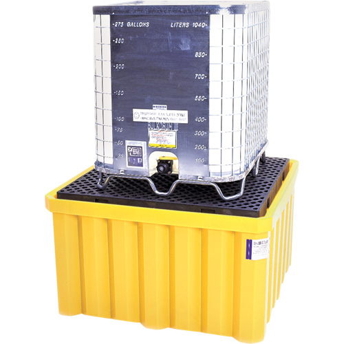 Palette antid&eacute;versement avec drain Ultra-IBC Spill Pallet , Capacit&eacute; de d&eacute;versement 400 gal. US, 58,75" x 58,75" x 33" WestPier