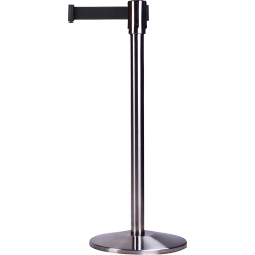 Free-Standing Crowd Control Barrier, Steel, 35" H, Black Tape, 12' Tape Length WestPier