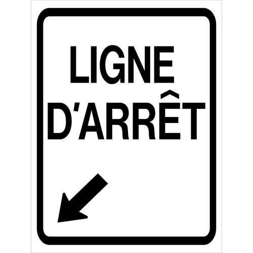 "Ligne d'Arr&ecirc;t" Roll-Up Traffic Sign, 23-3/5" x 29-1/2", Vinyl, French with Pictogram WestPier