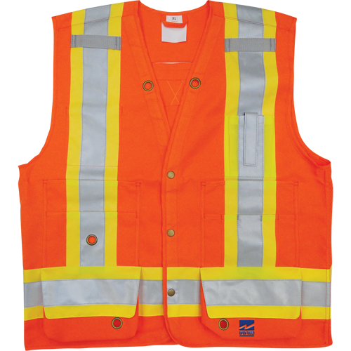 Surveyor Safety Vest, High Visibility Orange, Small, Polyester WestPier
