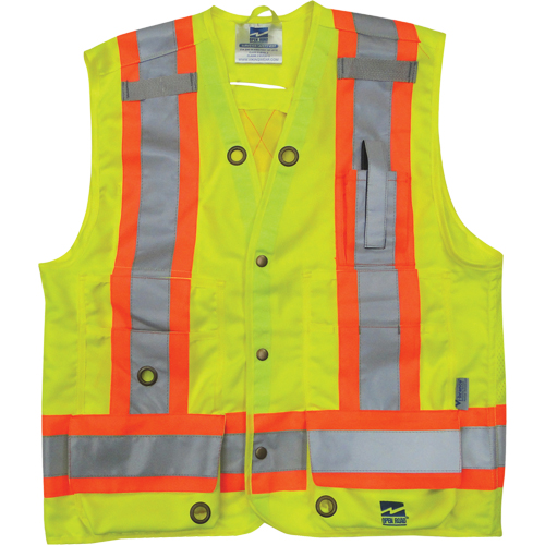 Surveyor Safety Vest, High Visibility Lime-Yellow, Small, Polyester WestPier