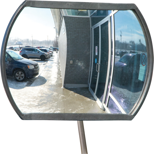 Roundtangular Convex Mirror with Telescopic Arm, 12" H x 18" W, Indoor/Outdoor WestPier