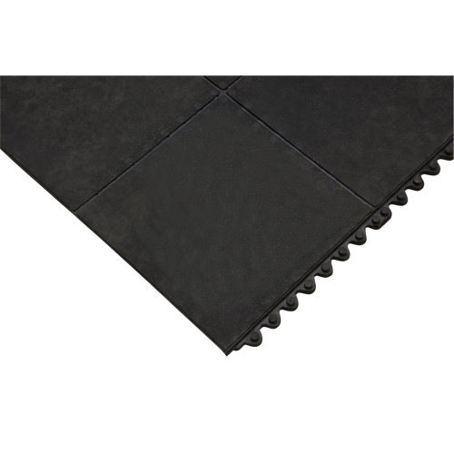 Anti-Fatigue Matting, Smooth, 3' x 3' x 1/2", Black, Natural Rubber WestPier