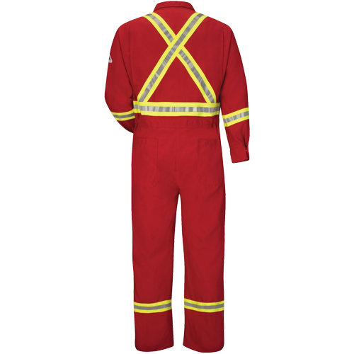 Flame-Resistant Deluxe Coveralls with Reflective Trim, Size 38, Red, 5.6 cal/cm² WestPier