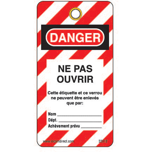 &eacute;tiquettes de verrouillage, Plastique, 3" la x 5-3/4" h, Français WestPier