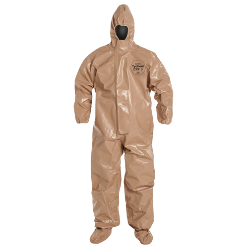 Tychem&reg; 5000 Protective Hooded Coveralls, Small, Brown WestPier
