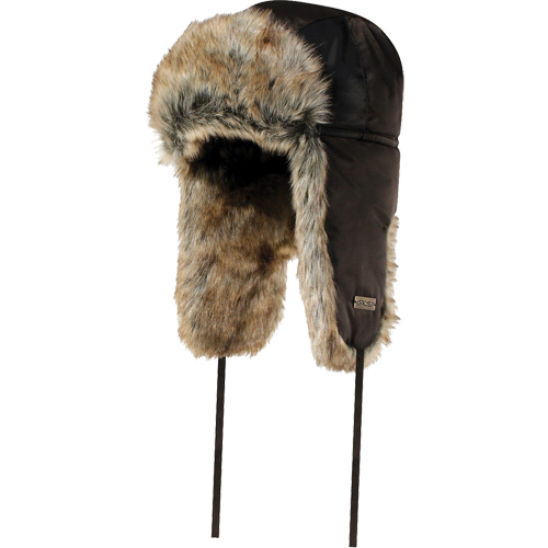 Quilted Synthetic Fur-Lined Hat, Nylon/Fur Lining, X-Large, Black WestPier