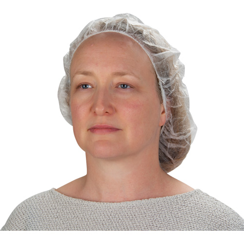 Bonnets bouffants non tiss&eacute;s, Polypropyl&egrave;ne, 21"/Grand, Blanc WestPier