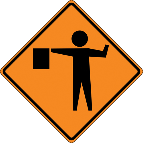 Panneau de construction enroulable - Tilt-Adjust signaleur, 36" x 36", Vinyle, Pictogramme WestPier