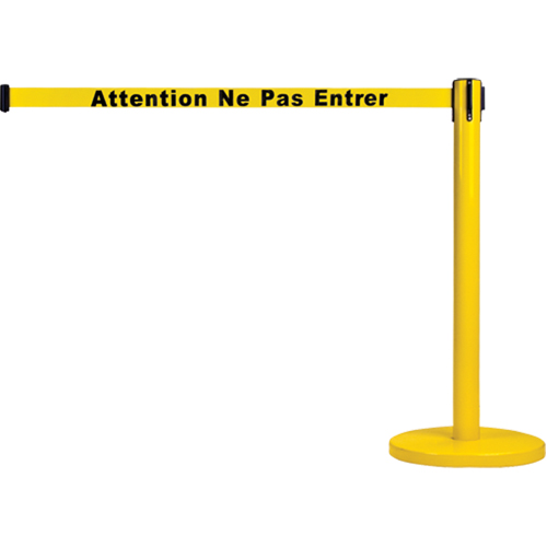 Free-Standing Crowd Control Barrier, Steel, 35" H, Yellow Tape, 7' Tape Length WestPier