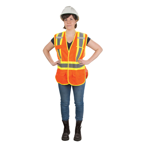 CSA Compliant High Visibility Surveyor Vest, High Visibility Orange, X-Large, Polyester WestPier