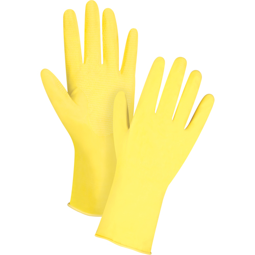 Gants jaune canari de premi&egrave;re qualit&eacute; r&eacute;sistants aux produits chimiques, Taille Petit/7, 12" lo, Latex de caoutchouc, Doublure en Ouat&eacute;e, 15 mils WestPier