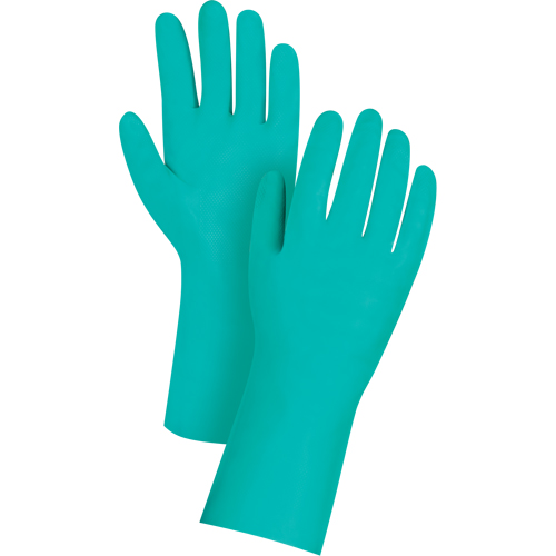 Gants de premi&egrave;re qualit&eacute; &agrave; prise en losange r&eacute;sistants aux produits chimiques, Taille Grand/9, 13" lo, Nitrile, 11 mils WestPier