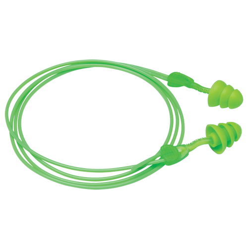 Glide&reg; Trio Reusable Earplugs, Corded, Bulk - Loose, 27 dB NRR, One-Size WestPier