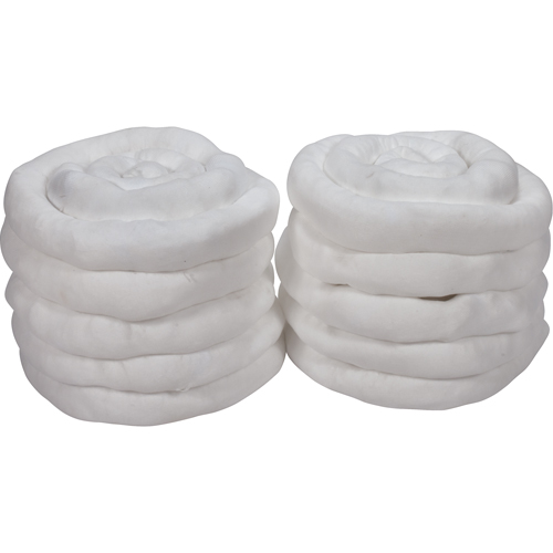 Remblais tubulaire absorbant, Huile seulement, Absorption 45 gal., 3" la x 10' lo, Pqt de 10 WestPier