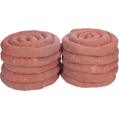 Remblais tubulaires absorbants, Mati&egrave;res dangereuses, Absorption 45 gal., 3" la x 10' lo, Pqt de 10 WestPier